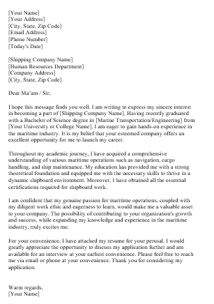 example of application letter for deck cadet